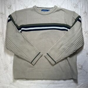 Vintage Y2K Extreme Tan Striped Sweater – Tagged XL, Best Fit M